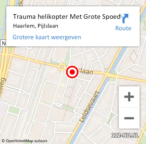 Locatie op kaart van de 112 melding: Trauma helikopter Met Grote Spoed Naar Haarlem, Pijlslaan op 3 juni 2022 14:03