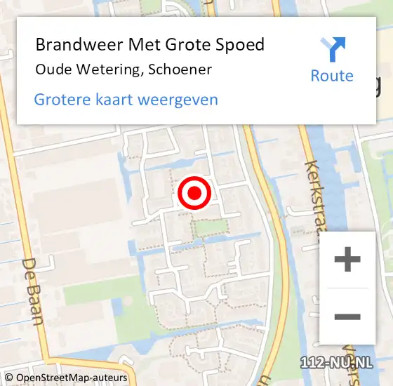 Locatie op kaart van de 112 melding: Brandweer Met Grote Spoed Naar Oude Wetering, Schoener op 3 juni 2022 14:17