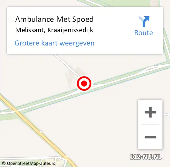 Locatie op kaart van de 112 melding: Ambulance Met Spoed Naar Melissant, Kraaijenissedijk op 3 juni 2022 14:18