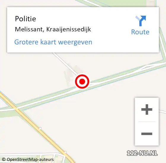 Locatie op kaart van de 112 melding: Politie Melissant, Kraaijenissedijk op 3 juni 2022 14:20