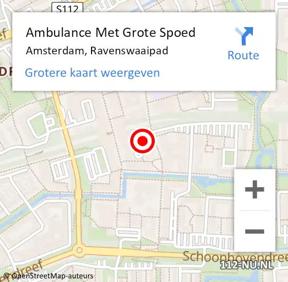 Locatie op kaart van de 112 melding: Ambulance Met Grote Spoed Naar Amsterdam-Zuidoost, Ravenswaaipad op 3 juni 2022 14:26