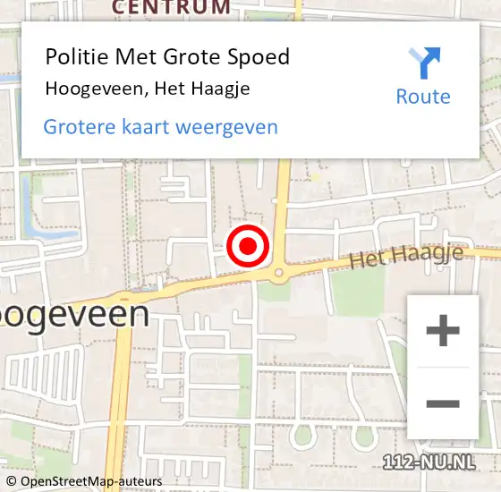 Locatie op kaart van de 112 melding: Politie Met Grote Spoed Naar Hoogeveen, Het Haagje op 3 juni 2022 14:34