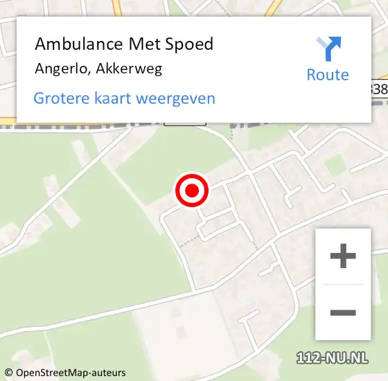 Locatie op kaart van de 112 melding: Ambulance Met Spoed Naar Angerlo, Akkerweg op 3 juni 2022 14:44