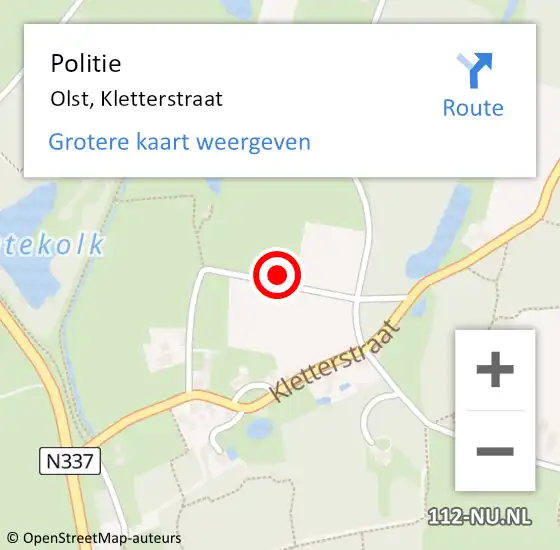 Locatie op kaart van de 112 melding: Politie Olst, Kletterstraat op 3 juni 2022 14:46