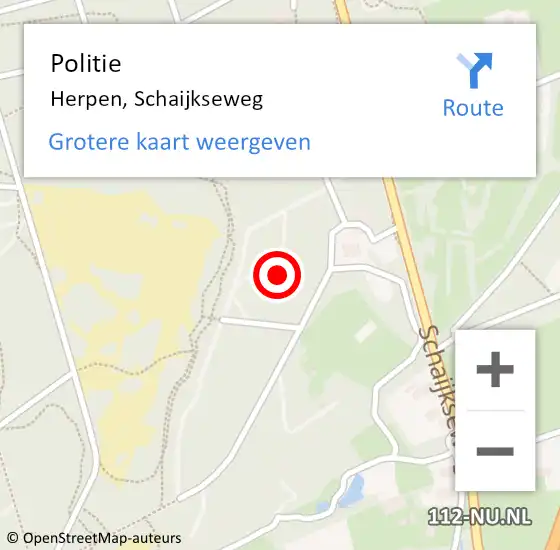 Locatie op kaart van de 112 melding: Politie Herpen, Schaijkseweg op 3 juni 2022 14:46