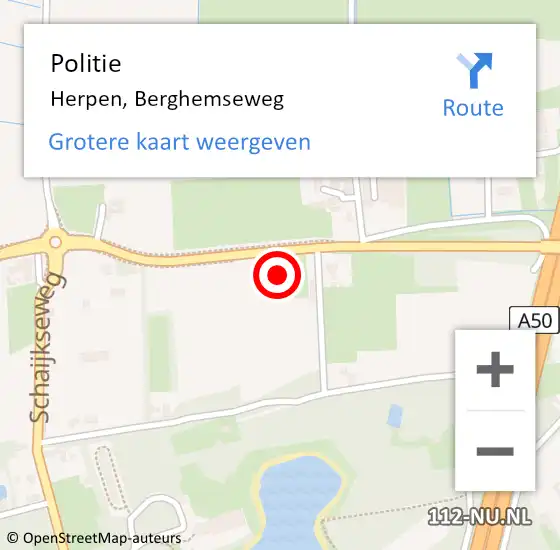 Locatie op kaart van de 112 melding: Politie Herpen, Berghemseweg op 3 juni 2022 14:52