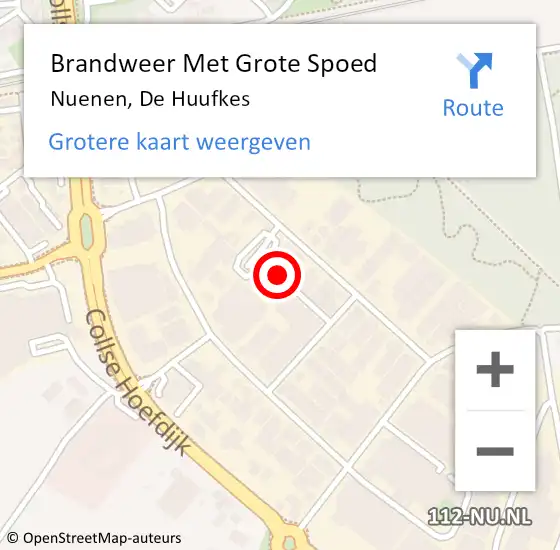 Locatie op kaart van de 112 melding: Brandweer Met Grote Spoed Naar Nuenen, De Huufkes op 3 juni 2022 14:56