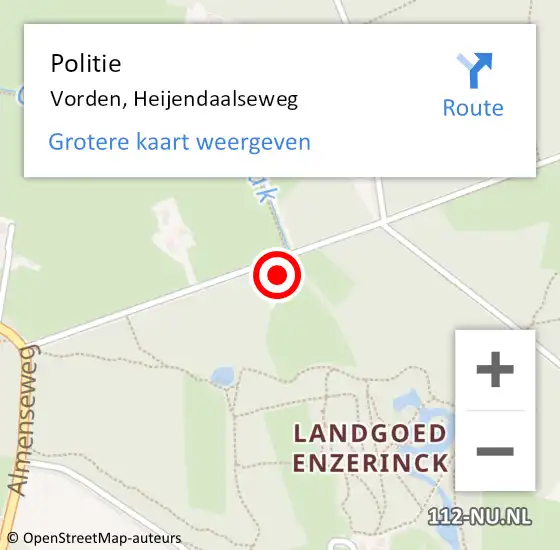 Locatie op kaart van de 112 melding: Politie Vorden, Heijendaalseweg op 3 juni 2022 14:56