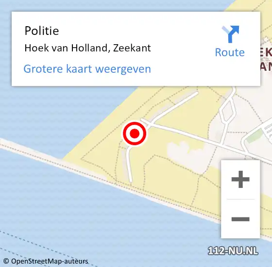 Locatie op kaart van de 112 melding: Politie Hoek van Holland, Zeekant op 3 juni 2022 15:01