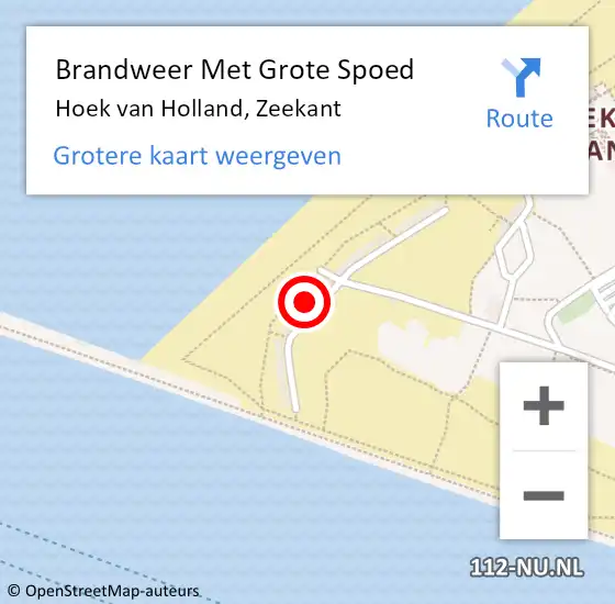 Locatie op kaart van de 112 melding: Brandweer Met Grote Spoed Naar Hoek van Holland, Zeekant op 3 juni 2022 15:03