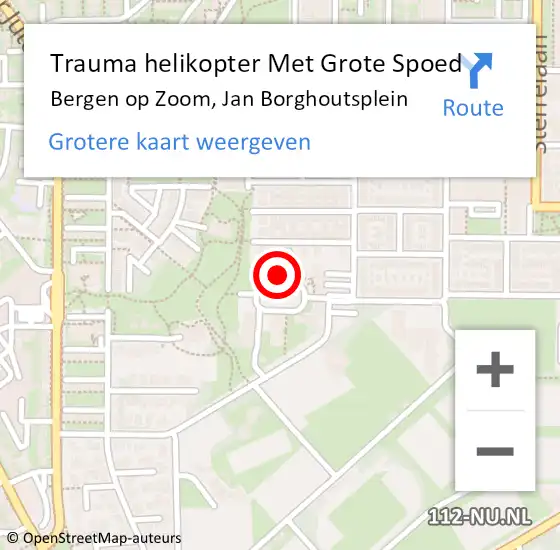 Locatie op kaart van de 112 melding: Trauma helikopter Met Grote Spoed Naar Bergen op Zoom, Jan Borghoutsplein op 3 juni 2022 15:03