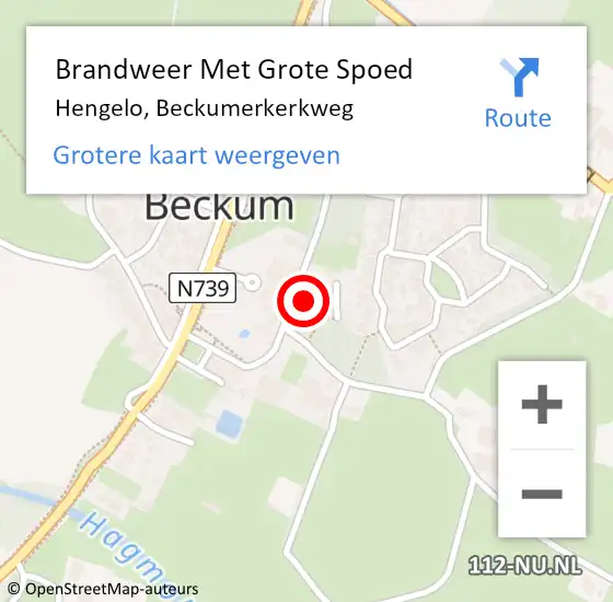 Locatie op kaart van de 112 melding: Brandweer Met Grote Spoed Naar Hengelo, Beckumerkerkweg op 3 juni 2022 15:06