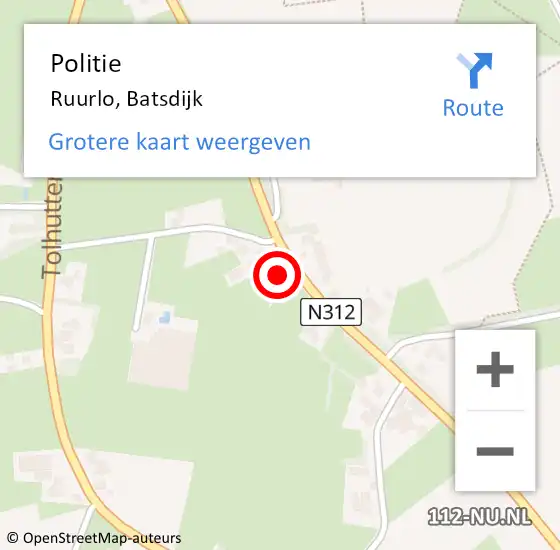 Locatie op kaart van de 112 melding: Politie Ruurlo, Batsdijk op 3 juni 2022 15:06