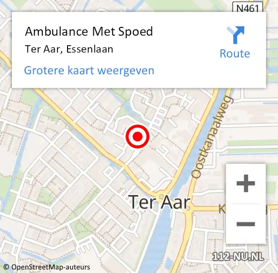 Locatie op kaart van de 112 melding: Ambulance Met Spoed Naar Ter Aar, Essenlaan op 3 juni 2022 15:20