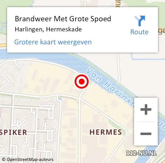 Locatie op kaart van de 112 melding: Brandweer Met Grote Spoed Naar Harlingen, Hermeskade op 19 juli 2014 05:20