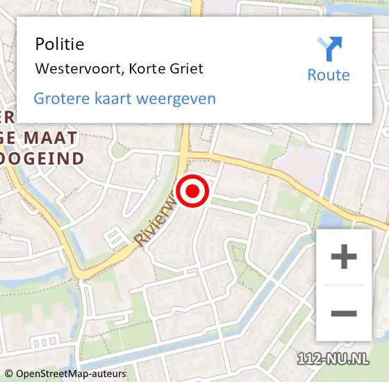 Locatie op kaart van de 112 melding: Politie Westervoort, Korte Griet op 3 juni 2022 15:26