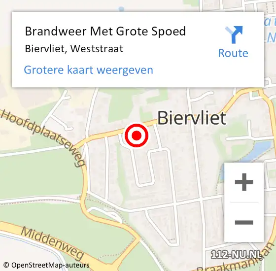 Locatie op kaart van de 112 melding: Brandweer Met Grote Spoed Naar Biervliet, Weststraat op 3 juni 2022 15:44