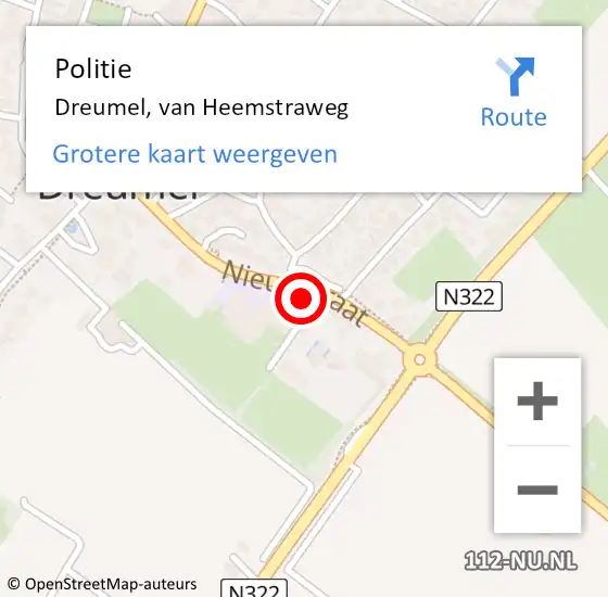 Locatie op kaart van de 112 melding: Politie Dreumel, van Heemstraweg op 3 juni 2022 15:50