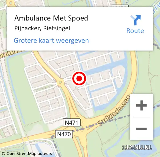 Locatie op kaart van de 112 melding: Ambulance Met Spoed Naar Pijnacker, Rietsingel op 3 juni 2022 15:58