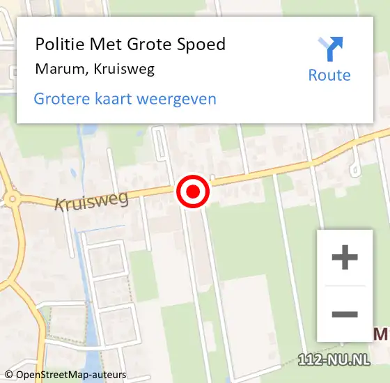 Locatie op kaart van de 112 melding: Politie Met Grote Spoed Naar Marum, Kruisweg op 3 juni 2022 15:59