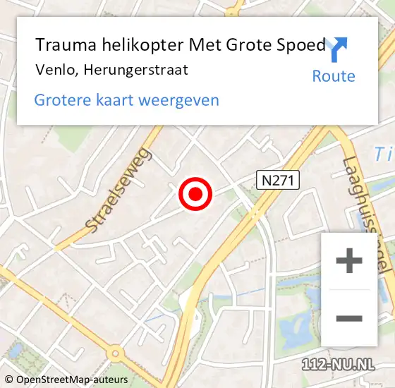 Locatie op kaart van de 112 melding: Trauma helikopter Met Grote Spoed Naar Venlo, Herungerstraat op 3 juni 2022 16:00