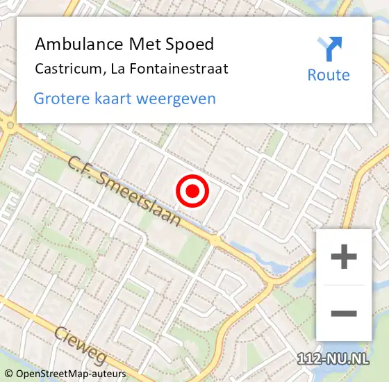 Locatie op kaart van de 112 melding: Ambulance Met Spoed Naar Castricum, La Fontainestraat op 3 juni 2022 16:05