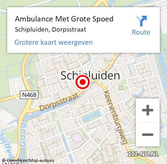 Locatie op kaart van de 112 melding: Ambulance Met Grote Spoed Naar Schipluiden, Dorpsstraat op 3 juni 2022 16:07