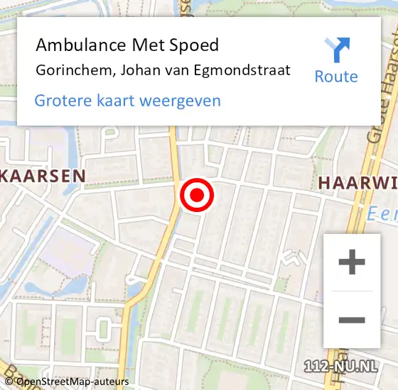 Locatie op kaart van de 112 melding: Ambulance Met Spoed Naar Gorinchem, Johan van Egmondstraat op 3 juni 2022 16:13