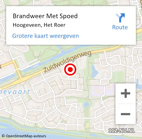 Locatie op kaart van de 112 melding: Brandweer Met Spoed Naar Hoogeveen, Het Roer op 3 juni 2022 16:20