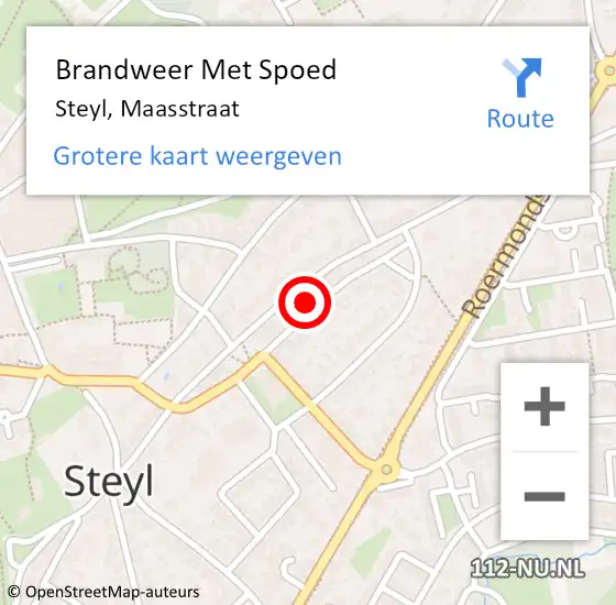 Locatie op kaart van de 112 melding: Brandweer Met Spoed Naar Steyl, Maasstraat op 3 juni 2022 16:25