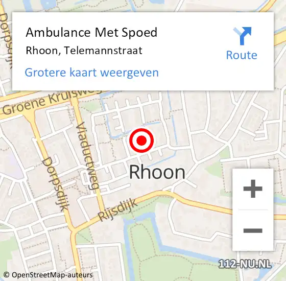 Locatie op kaart van de 112 melding: Ambulance Met Spoed Naar Rhoon, Telemannstraat op 3 juni 2022 16:34