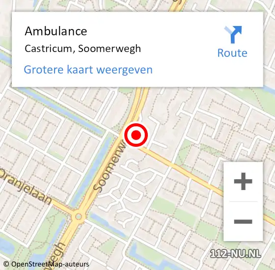 Locatie op kaart van de 112 melding: Ambulance Castricum, Soomerwegh op 3 juni 2022 16:40