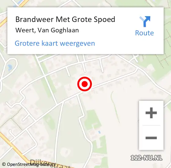 Locatie op kaart van de 112 melding: Brandweer Met Grote Spoed Naar Weert, Van Goghlaan op 3 juni 2022 16:43