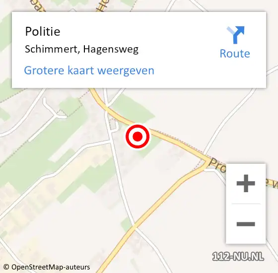 Locatie op kaart van de 112 melding: Politie Schimmert, Hagensweg op 3 juni 2022 16:51