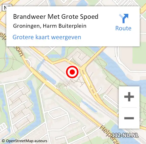 Locatie op kaart van de 112 melding: Brandweer Met Grote Spoed Naar Groningen, Harm Buiterplein op 3 juni 2022 17:01