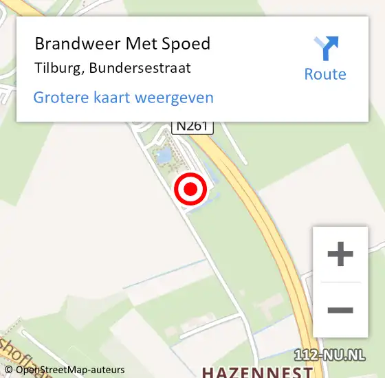 Locatie op kaart van de 112 melding: Brandweer Met Spoed Naar Tilburg, Bundersestraat op 3 juni 2022 17:18