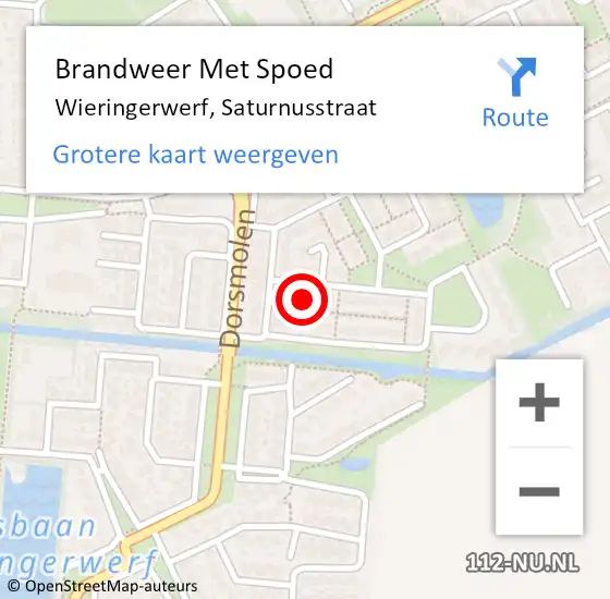 Locatie op kaart van de 112 melding: Brandweer Met Spoed Naar Wieringerwerf, Saturnusstraat op 3 juni 2022 17:33