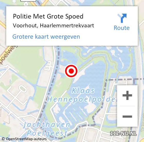 Locatie op kaart van de 112 melding: Politie Met Grote Spoed Naar Voorhout, Haarlemmertrekvaart op 3 juni 2022 17:44