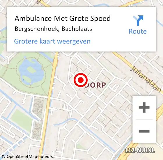 Locatie op kaart van de 112 melding: Ambulance Met Grote Spoed Naar Bergschenhoek, Bachplaats op 3 juni 2022 18:48