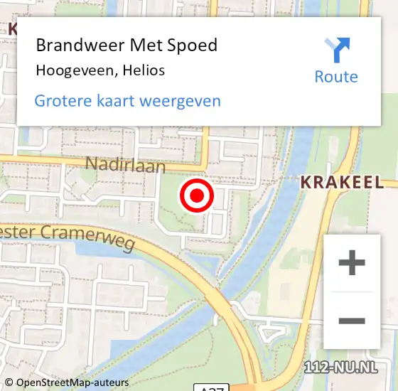 Locatie op kaart van de 112 melding: Brandweer Met Spoed Naar Hoogeveen, Helios op 3 juni 2022 18:52
