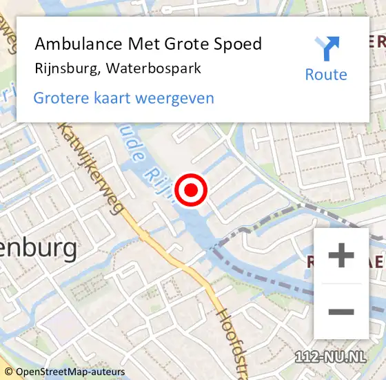 Locatie op kaart van de 112 melding: Ambulance Met Grote Spoed Naar Rijnsburg, Waterbospark op 3 juni 2022 19:01