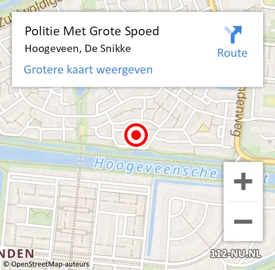 Locatie op kaart van de 112 melding: Politie Met Grote Spoed Naar Hoogeveen, De Snikke op 3 juni 2022 19:03