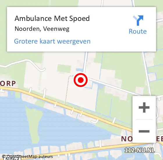 Locatie op kaart van de 112 melding: Ambulance Met Spoed Naar Noorden, Veenweg op 3 juni 2022 19:26