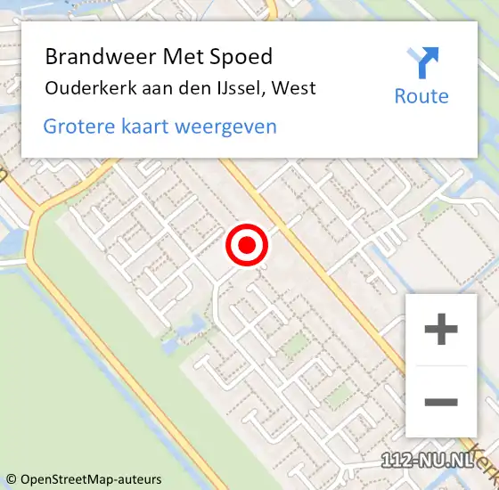 Locatie op kaart van de 112 melding: Brandweer Met Spoed Naar Ouderkerk aan den IJssel op 3 juni 2022 19:29