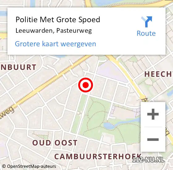 Locatie op kaart van de 112 melding: Politie Met Grote Spoed Naar Leeuwarden, Pasteurweg op 3 juni 2022 19:36