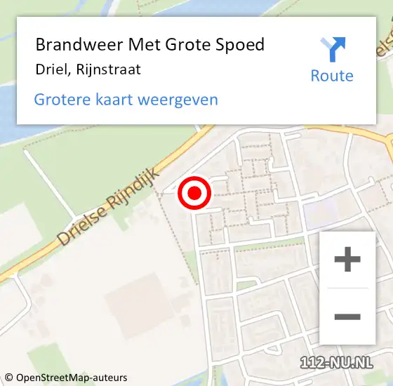 Locatie op kaart van de 112 melding: Brandweer Met Grote Spoed Naar Driel, Rijnstraat op 3 juni 2022 19:59