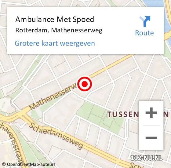 Locatie op kaart van de 112 melding: Ambulance Met Spoed Naar Rotterdam, Mathenesserweg op 3 juni 2022 20:04