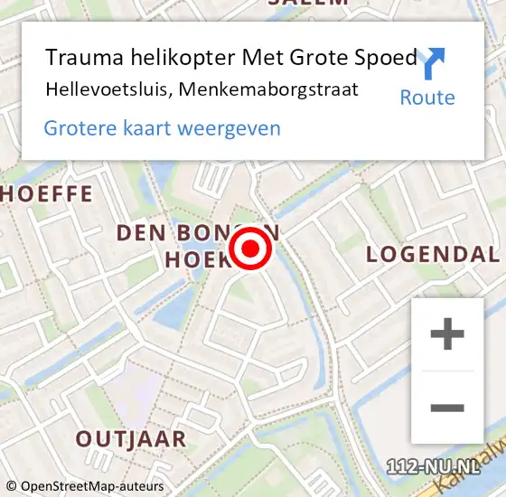 Locatie op kaart van de 112 melding: Trauma helikopter Met Grote Spoed Naar Hellevoetsluis, Menkemaborgstraat op 3 juni 2022 20:21