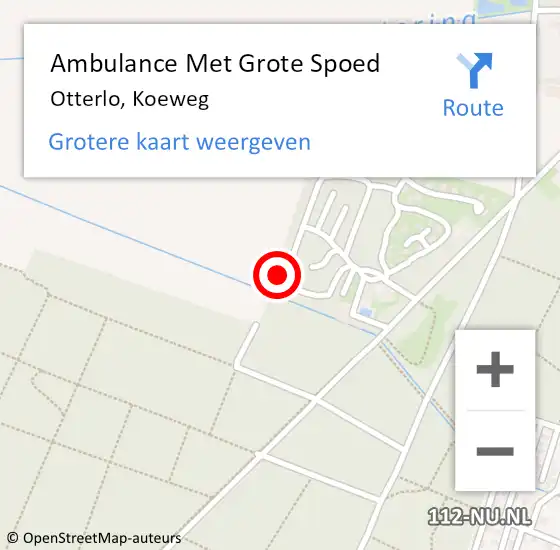 Locatie op kaart van de 112 melding: Ambulance Met Grote Spoed Naar Otterlo, Koeweg op 3 juni 2022 20:21
