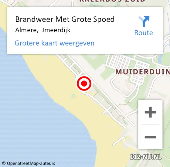 Locatie op kaart van de 112 melding: Brandweer Met Grote Spoed Naar Almere, IJmeerdijk op 3 juni 2022 20:22